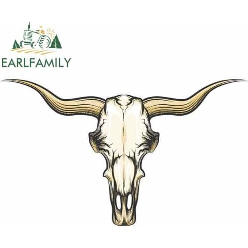 EARLFAMILY 13cm x 7.9cm for Cow Skull Funny Car Stickers Cartoon Anime Waterproof Refrigerator Air Conditioner Vinyl JDM Decal