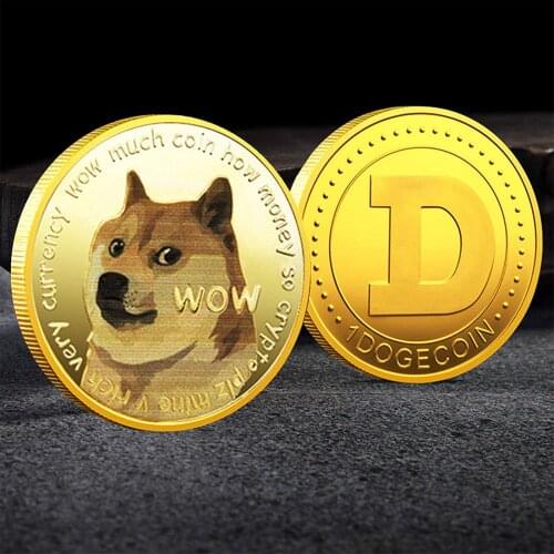 Funny Dogecoin Gold Silver Doge Commemorative Coins Collection Dog Pattern Souvenir Home Decoration Crafts Desktop Ornaments