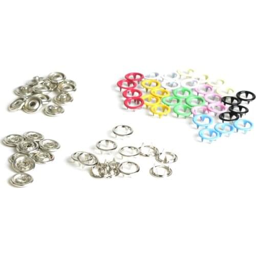 Random Mixed Colors 100 Sets 9.5mm Round Prong Ring Press Studs Snap Fasteners Baby Kid Clothing Buttons Dummy Clip pour le cuir