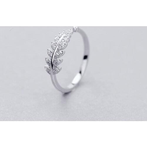 925 Sterling Silver Fresh Sweet Branch Leaf Temperament Personality Fashion Female Trendy Resizable Opening Rings jz337