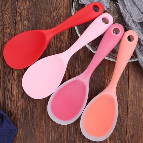1PCS New High Quality Kitchen Tool Rice Server Rice Spoon Silicone Sushi Rice Non-stick Paddle Tablespoons Soup Ladle