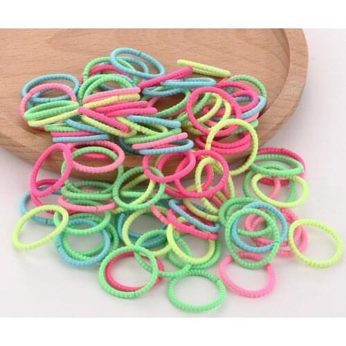 100pcs/pack Elastic Hair Bands for Children Girls Colorful Scrunchie Ponytail Holder Rubber Band Headband Kid Hair Accessories