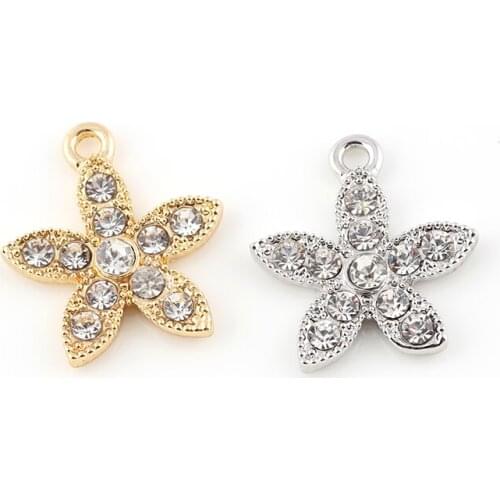 20Pcs New Trendy Crystal Flower CharmsDangle For Crafts Bracelet Making Ornaments Women Jewelry