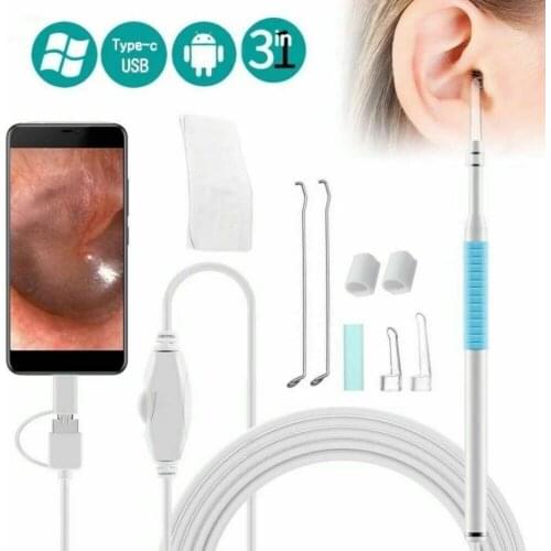 3 in 1 Smart Video Eardrum Otoscope 5.5mm USB Earpick Mini Camera Nose Cleaning Endoscope Ear Wax Removal Tool for Dogs Home