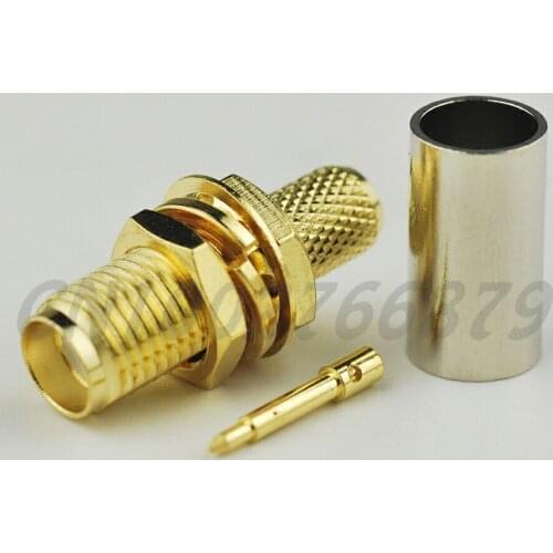 50pcs RF electrical Coaxial Connector RP-SMA Solder Jack(male pin) bulkhead connector for LMR200