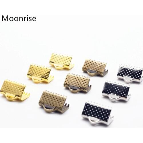 50Pcs Gold Plated Ribbon Crimp End Caps of Necklace String Ribbon Clip Bracelet Cord Foldover Bracelet Connectors Finding HK006