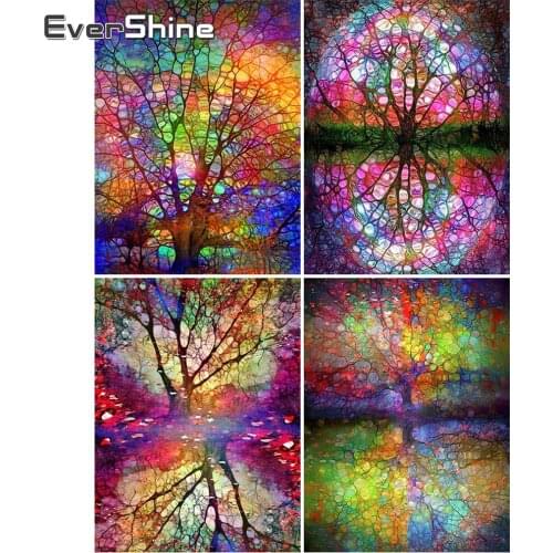 EverShine Diamond Painting Full Drill Square Scenic Diamond Embroidery Tree DIY Mosaic Abstract Picture Rhinestones Wall Art
