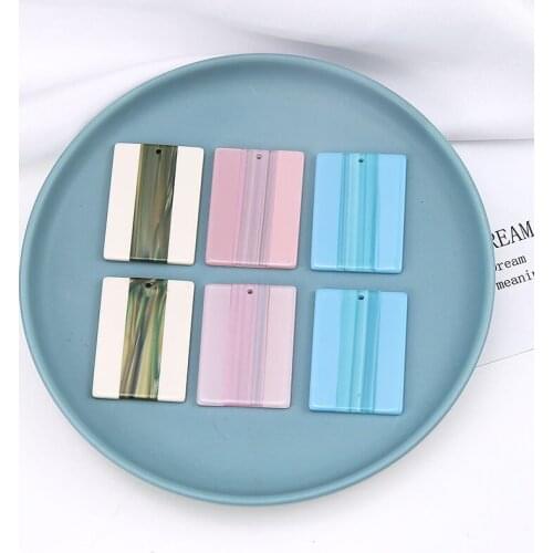 Free Shipping 10pcs/Lot 29*40MM Fashion Earring Floating Charms Colorful Stripes Style Rectangle Acid Acrylic Acetic Pendants