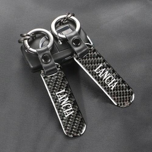 Carbon Fiber Car Keychain Anti-lost Buckle Key Fob Ring For Lancia Thema Delta Ypsilon Musa Voyager Stratos Styling Accessories
