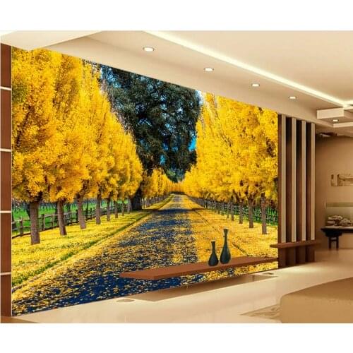 Home Decoration wall mural photo wallpaper Golden Avenue landscape wallpaper for walls decor photo wallpaper