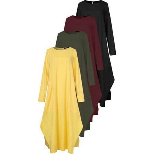 Dubai Abaya Turkey Muslim Ladies Long Dress Middle Eastern Ethnic Style Long Sleeve Dress 2021 Spring And Autumn New Leisure