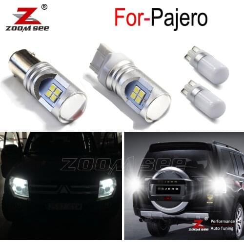 White canbus LED Exterior Reverse bulb + License plate + Parking light for Mitsubishi Pajero Shogun Montero and Sport 1 2 3 4