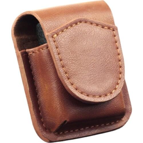 Personality Solid Color Without Pattern Handmade Genuine Leather Kerosene Oil Lighter Belt Case Waist Bag For Zippo Lighters