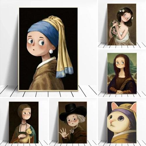 Canvas Paintings Famous Van Gogh Modern Cartoon Mona Lisa Posters and Prints Wall Art Pictures for Living Room Home Decor