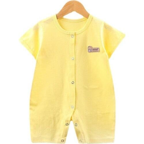 100% Cotton Baby Romper New Born Summer Clothes Infantil Short Sleeve Hayi Toddler Girl Onesie Pure Color Single Breasted