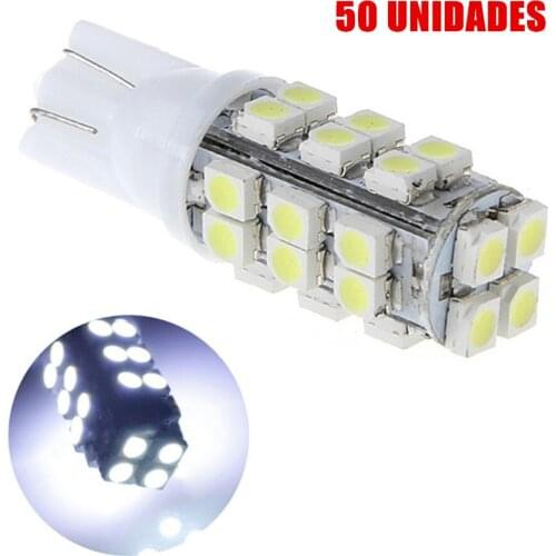 BULK PRICE Kit 50 Lampadas T10 / W5w - Pingo 28 Led - Super Branco Placa Farolet