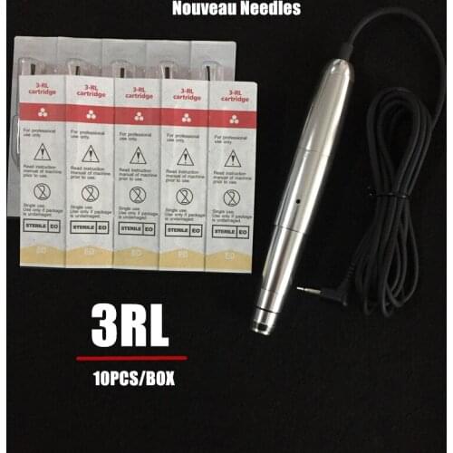 Permanent Makeup Machine needles Tip Tattoo Eyebrow lips Needles 3RL 10pcs For Nouveau Permanent makeup Machine Free Shipping