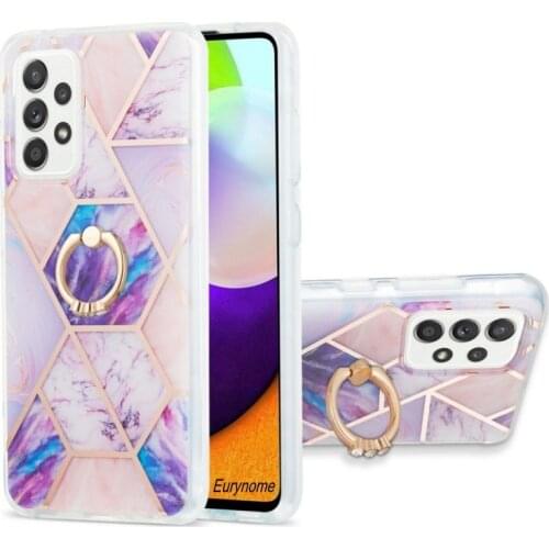 Marble Case For Samsung Galaxy A72 A32 A52 5G A21S M51 A51 A71 A31 A12 A42 Ring Stand Shockproof IMD Silicone Plating Cover