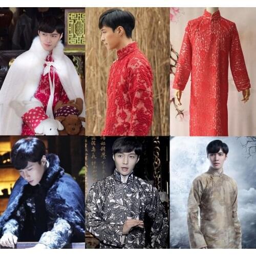 Zhang Yi Xing Actors Republican Period Mens Long Gown TV Play Lao Jiu Men Male Costume Stage Performance Hanfu Costume