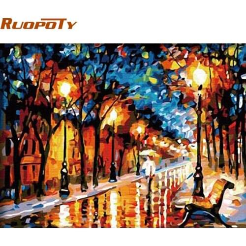 RUOPOTY Walking Rain DIY Painting By Numbers Abstract Modern Handpainted Oil Painting On Canvas Home Wall Decor For Living Room