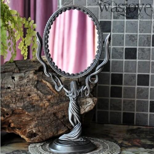 European style retro overturn table mirror two-sided creativity loveliness A small desktop princess cosmetic mirror toilet glass