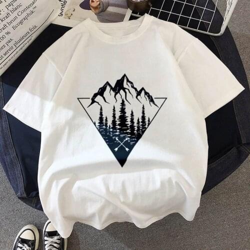 New T-shirt Dark forest Print Harajuku T shirt Women Fashion Vintage Graphics Tshirt O-neck White Top Female Streetwear Clothing