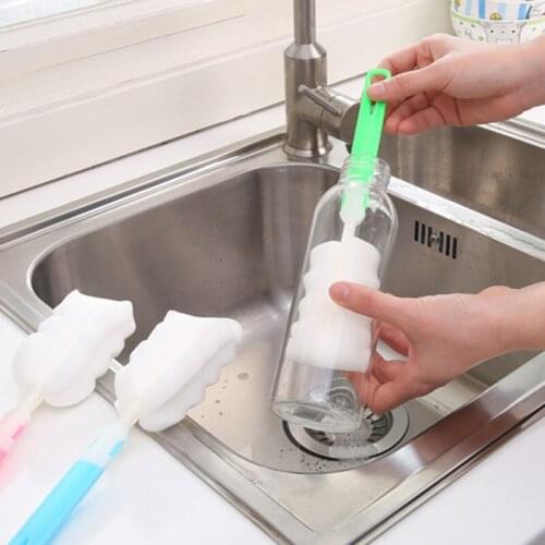 New Long Handle Baby Bottle Brush Removable Soft Sponge Water Bottle Glass Cup Brushes Non-toxic Kitchen Cleaning Accessories
