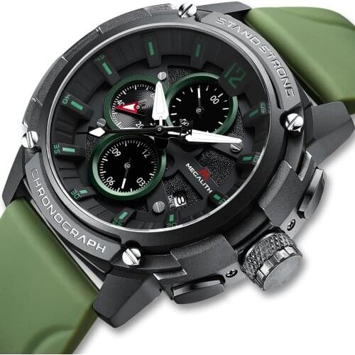 Wholesale Price MEGALITH Men Watches Sport Waterproof Quartz Watches Men Silicone Strap Multifunction Analog Military Watch 8231
