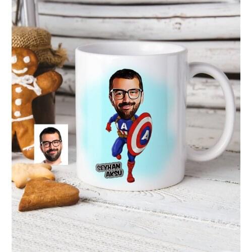 Personalized Captain America Cartoon White Mug Cup