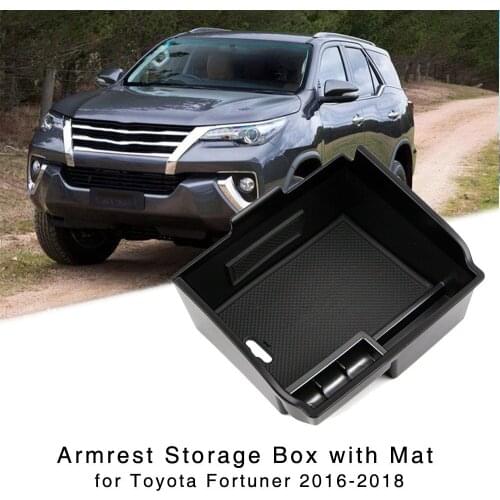 Armrest Storage Box for Toyota Fortuner 2016 2017 2018 2019 2020 2021 Center Console Glove Tray Holder Interior Organizer