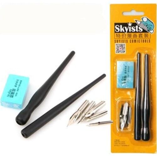 Portable Comic Pen Nib & Holder & Eraser Set Cartoon Manga Drawing Painting Tools Kit School Stationery Supplies r20