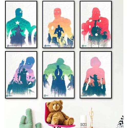 The Avengers Watercolour Posters And Prints Iron Man Thor Captain America Canvas Wall Art Marvel Superheroes Painting For Mural