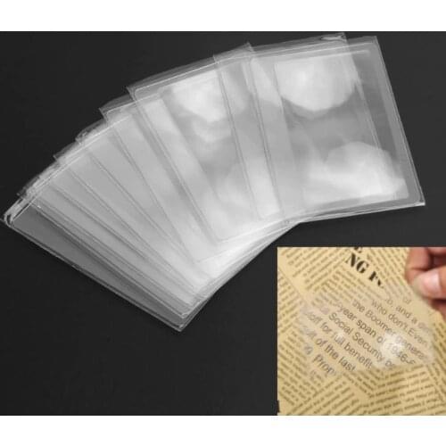 10pcs/Set 3X Transparent Magnifier Credit Card Shape Magnifiers Plastic Magnifying Fresnel Lens for Reading Newspaper Book