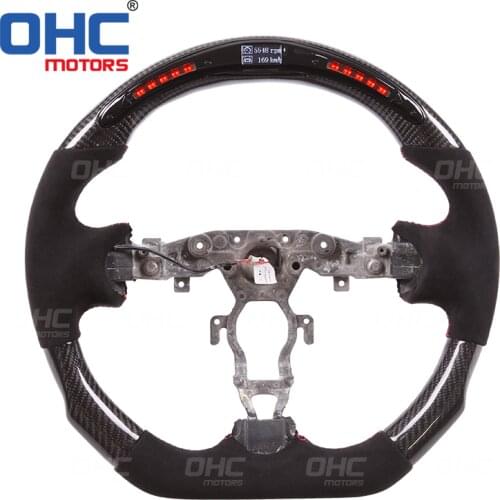 Real Carbon Fiber LED Steering Wheel compatible for Nissan 370Z LED Performance Steering Wheel LED Racing