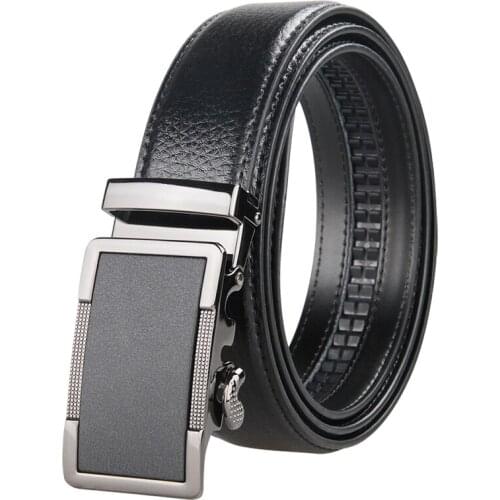 Brand Brown Leather Belt for Men Luxury Brand Fashion Automatic Buckle Ratchet Belts Comfort Click Leather Belt Male