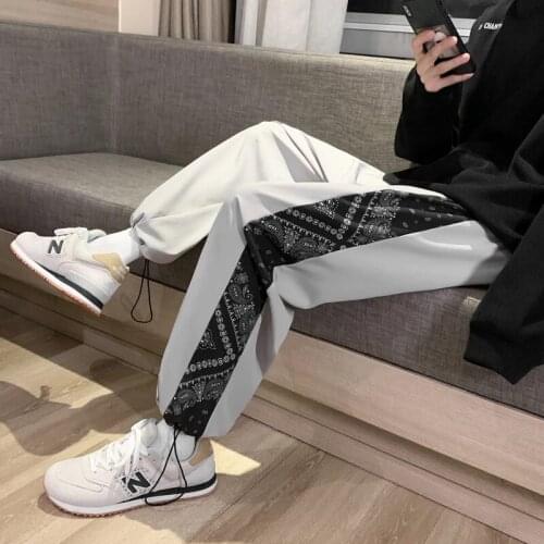 Men Casual Oversized Graphic Printed Patchwork Pant Women 2021 Korean Fashion Male Wide Leg Trousers Clothing Hip Hop Sweatpants