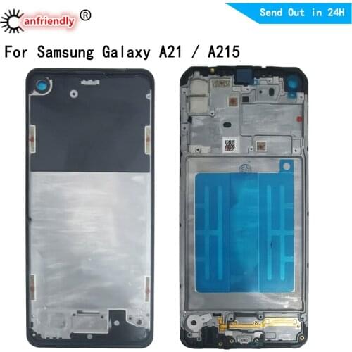 Middle Frame For Samsung Galaxy A21 A215 SM-A215U, SM-A215U1 single Dual Sim Card Housing Cover Bezel Plate Faceplate