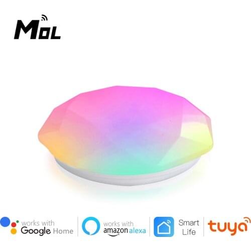 MOL 24W Smart LED Ceiling Light WIFI Control RGBCW AC110V Living Room Bedroom Ceiling Lamp Work With Alexa and Google Home