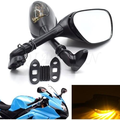 Motorcycle Rearview Side Mirrors For Suzuki GSXR 600 750 1000 LED Turn Signal Light Mirror 2005 2006 2007 2008 2009-12 K6 K7 K8