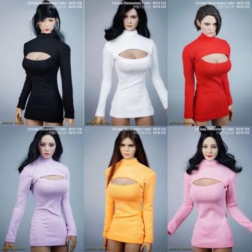 JO21X-22 1/6 Female Long Thoracotomy T-shirt Soldier Top Clothes Model Fit 12'' Action Figure Body