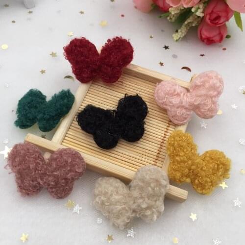 10pcs Padded Fabric Pretty Plush Pads Curly hair Butterfly Applique Wedding Patches DIY Hair Clip Accessories Craft Supplies