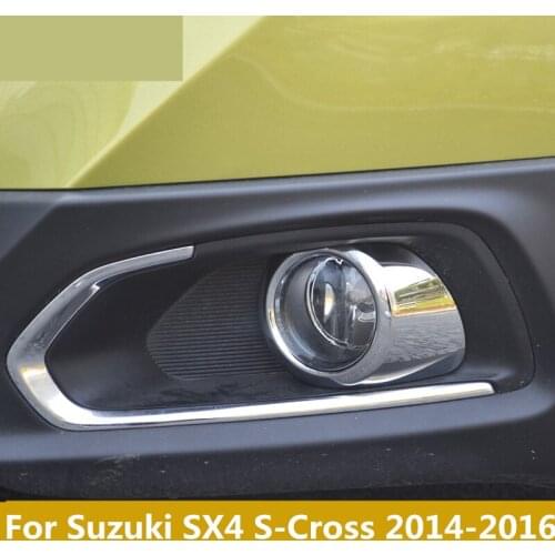 2pcs Chrome ABS Front Fog Lamp Frame decoration cover trim Exterior decoration Auto Accessories For Suzuki SX4 S-Cross 2014-2016