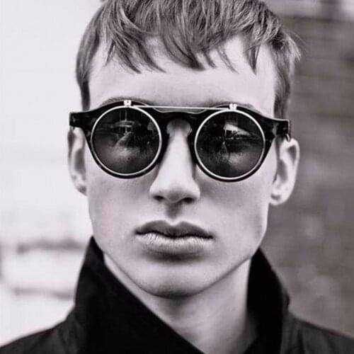 2018 Fashion Vintage Round SteamPunk Flip Up Sunglasses Classic Double Layer Clamshell Design Sun Glasses Oculos De Sol