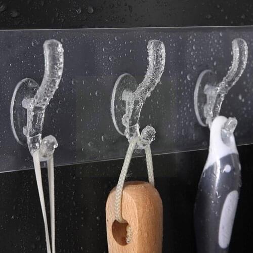 3/6 Hooks Transparent Self Adhesive Door Wall Hangers Door Room Wall-Mounting Hook Brack Corner Wall Bedroom Toilet Kitchen S9T5