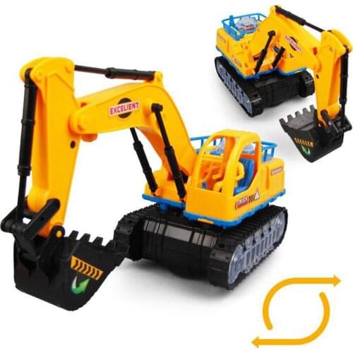 360 Rotation Electric Excavator Construction Car with Music LED Kids Toy Gift