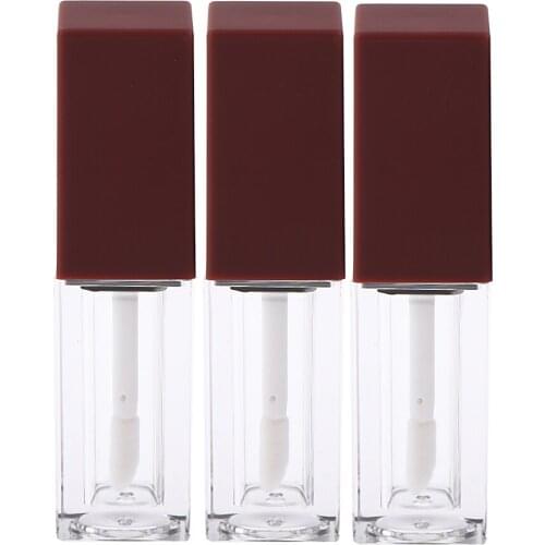 3x 5ml Empty Square Lip Gloss Tube Plastic Clear Liquid Lipstick Balm Bottle