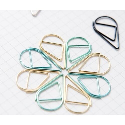 5pcs Binder Clips Paper Clips, Water Drop Shaped, Waterdrop Shape Paperclips Bookmarks For School Office Supplies