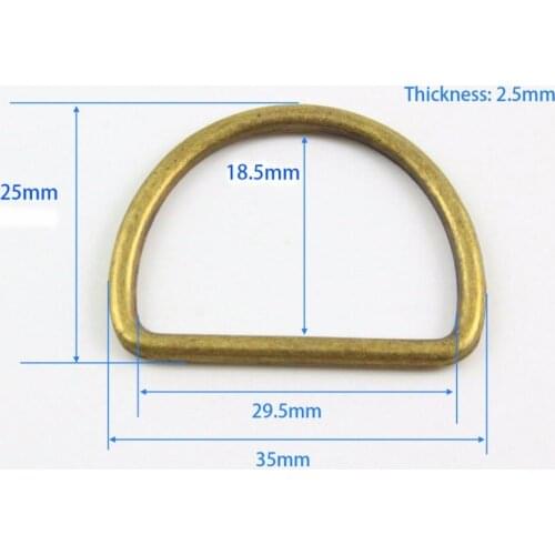 50 Pieces 29.5mm Antique Brass Color Welded Metal D Ring For Purse Bag Handbag
