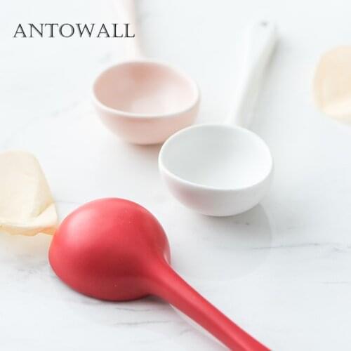 ANTOWALL Nordic style porcelain tableware soup porridge spoon ice cream dessert small spoon mini spoon