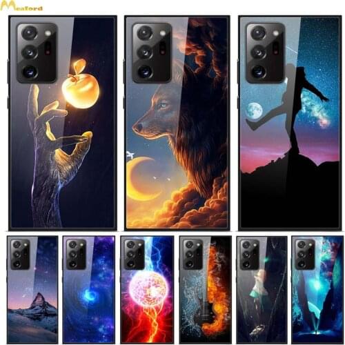 For Samsung Note 20 Ultra Case Tempered Glass Hard Back Cover For Samsung Galaxy Note20 Ultra Cell Phone Cases Soft Bumper Funda